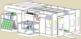 minibus spray booth, minibus paint booth, spraybooth, kabiny lakiernicze samochodowe, Striekacie kabiny, boya kabini